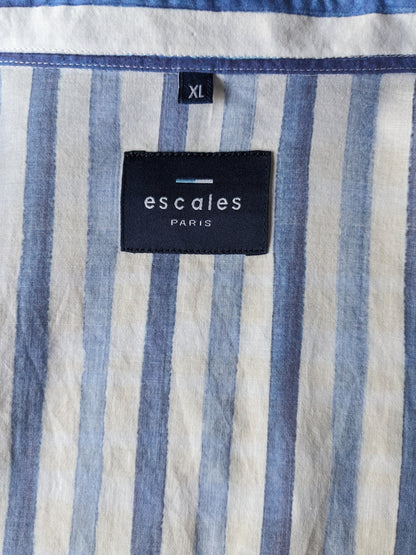 Escales Paris shirt. Blue white striped. Size XL.