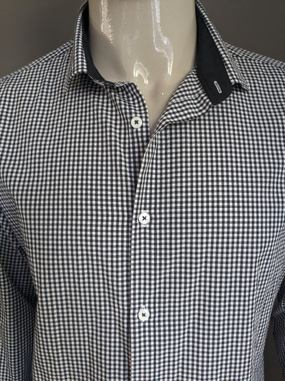 Camicia River Island. A scacchi in bianco e nero. Taglia XL.