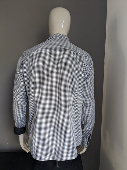 Camicia River Island. A scacchi in bianco e nero. Taglia XL.