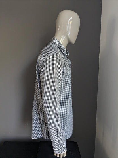 Camicia River Island. A scacchi in bianco e nero. Taglia XL.