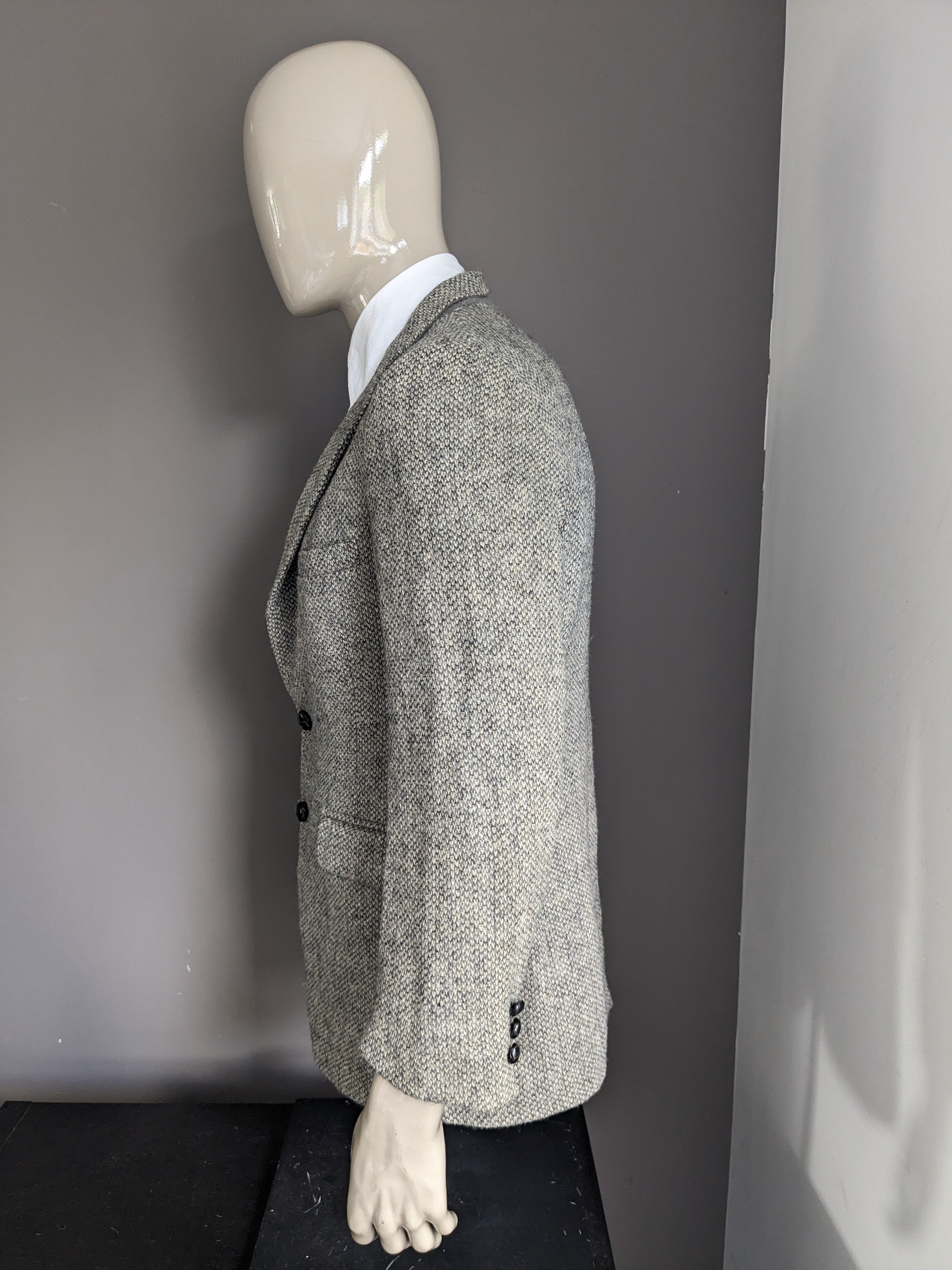 Vintage Coat Tails Harris Tweed Colbert. Beige Grey's motive. Size 25  (50/M).