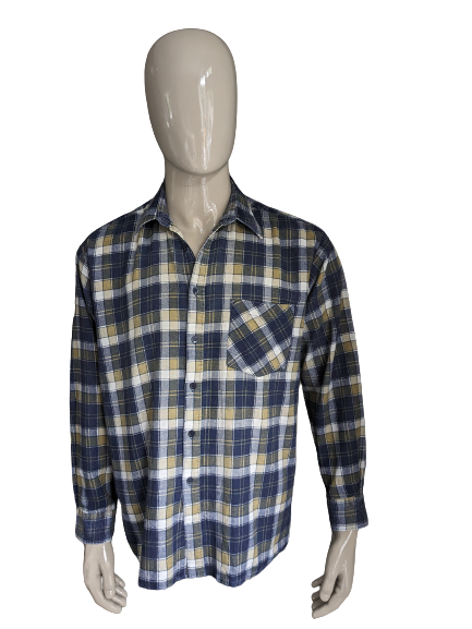 Grande chemise en flanelle Stone. Bleu Vert Blanc vérifié. Taille XL.