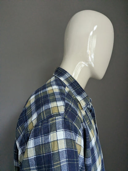 Grande chemise en flanelle Stone. Bleu Vert Blanc vérifié. Taille XL.