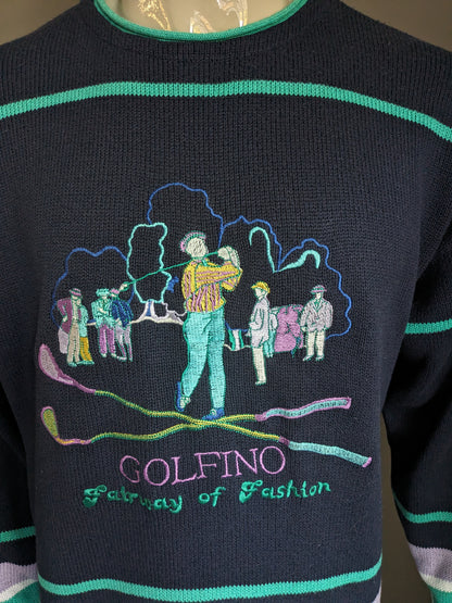 Vintage Golfino -Pullover. Blaugrün lila gefärbt. Größe L / XL.