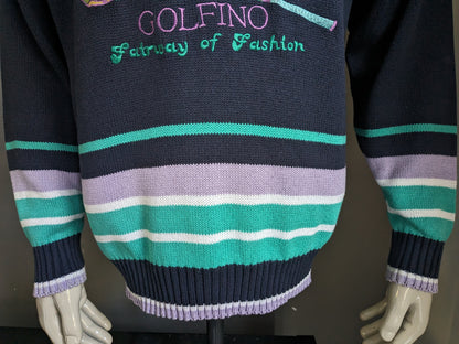 Vintage Golfino -Pullover. Blaugrün lila gefärbt. Größe L / XL.