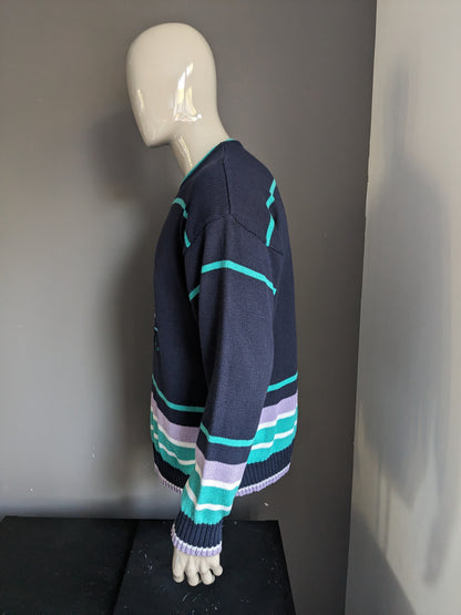 Vintage golfino sweater. Blue green purple colored. Size L / XL.