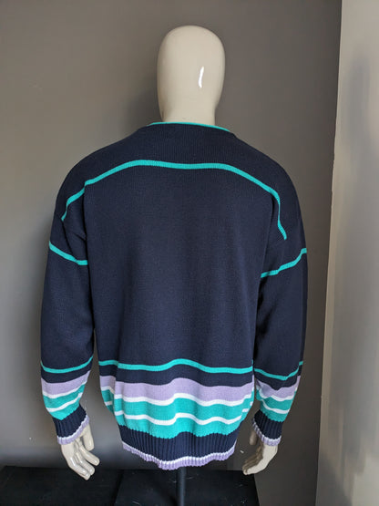 Vintage golfino sweater. Blue green purple colored. Size L / XL.