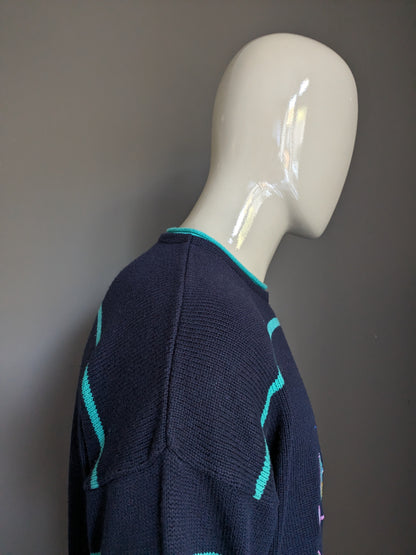 Vintage golfino sweater. Blue green purple colored. Size L / XL.