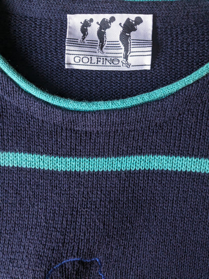 Vintage Golfino -Pullover. Blaugrün lila gefärbt. Größe L / XL.