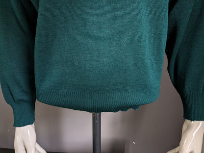 Pull polo George Bernard en laine vintage. Couleur vert foncé. Taille L.