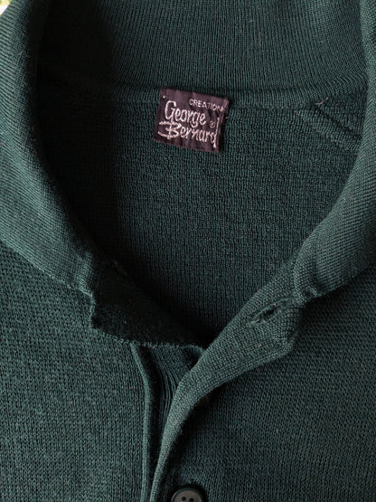 Pull polo George Bernard en laine vintage. Couleur vert foncé. Taille L.