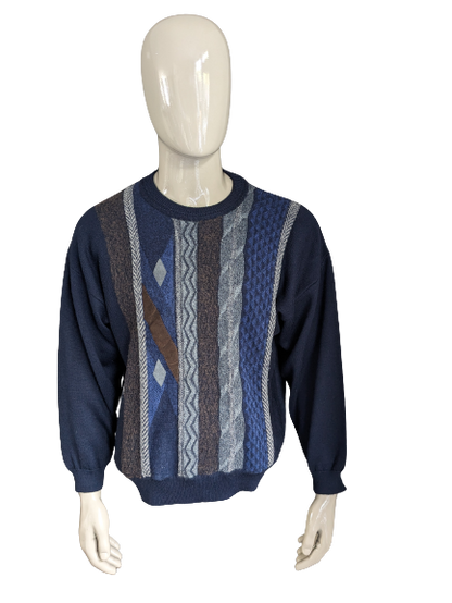 Pull vintage. Couleur gris brun bleu foncé. Taille xl.