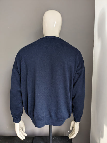 Pull vintage. Couleur gris brun bleu foncé. Taille xl.