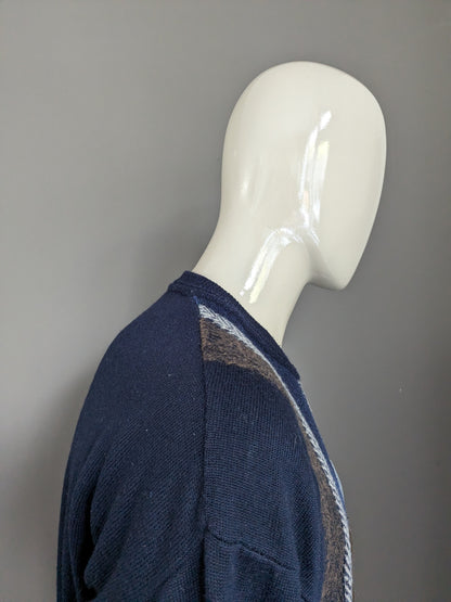 Pull vintage. Couleur gris brun bleu foncé. Taille xl.