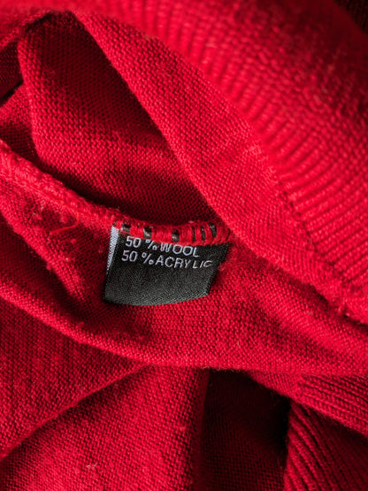 Vintage N.L.F. Wool polo sweater with buttons. Colored red. Size 2XL / XXL. 50% wool.