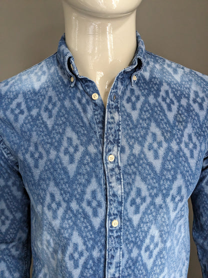 Scotch & Soda Shirt. Motif bleu. Taille M.