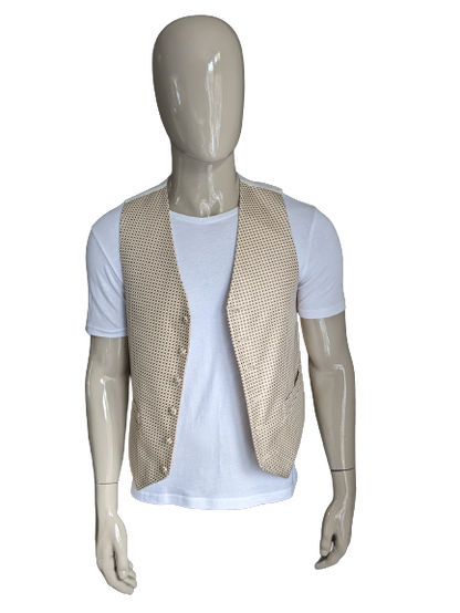 St. James Gilet. Motif à carreaux brun beige. Taille S.