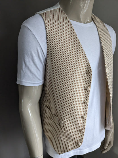 St. James Gilet. Motif à carreaux brun beige. Taille S.