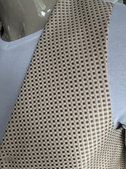 St. James Gilet. Motif à carreaux brun beige. Taille S.