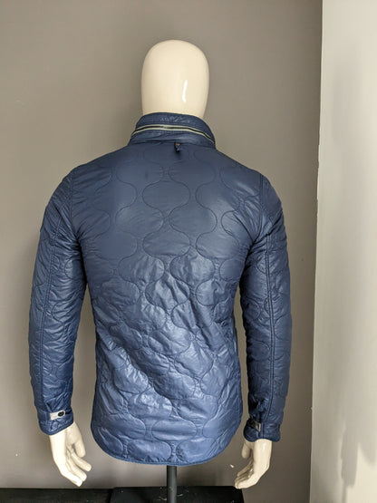 G-Star Raw licht gewicht gewatteerde jas met verborgen capuchon. Donker Blauw gekleurd. Maat S.