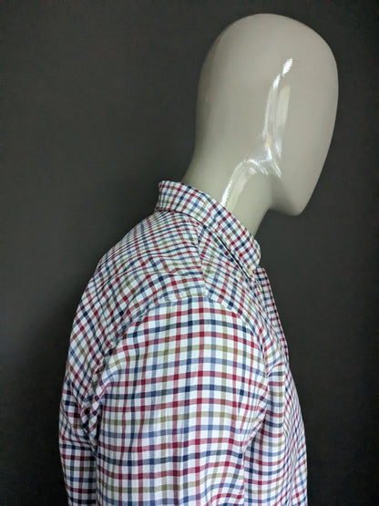 Camisa de Macson. Blanco verde rojo blanco bloqueado. Talla L.