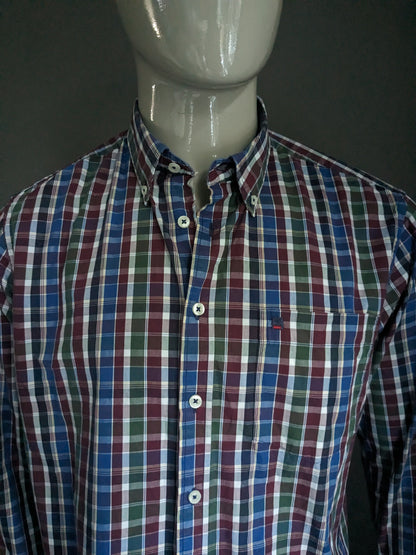 Bartlett shirt. Red blue green checked. Size L.