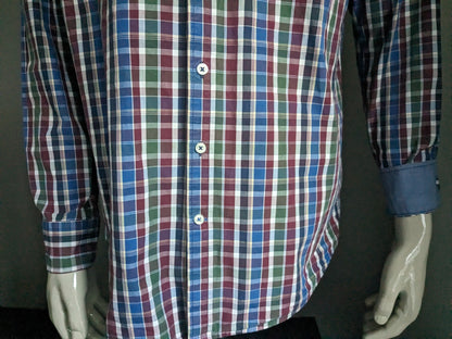 Bartlett shirt. Red blue green checked. Size L.