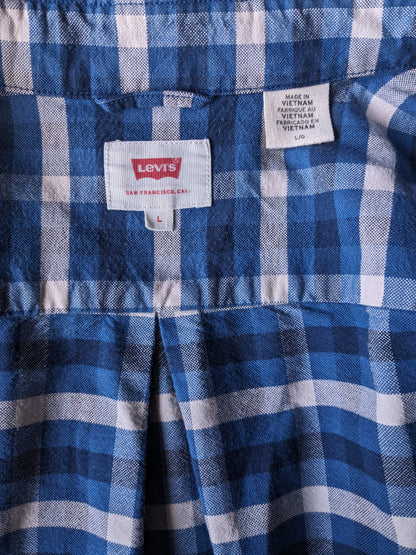 Levi's Flanellen overhemd. Blauw Wit geruit. Maat L.