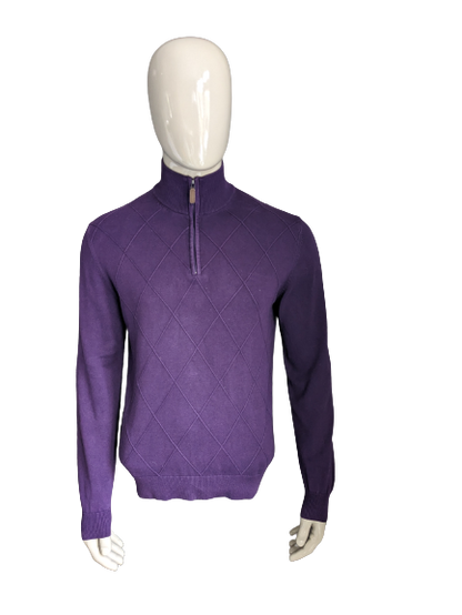 Maglione Dunnes con cerniera. Viola con motivo tangibile. Taglia M.