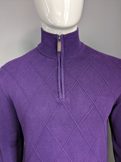 Maglione Dunnes con cerniera. Viola con motivo tangibile. Taglia M.