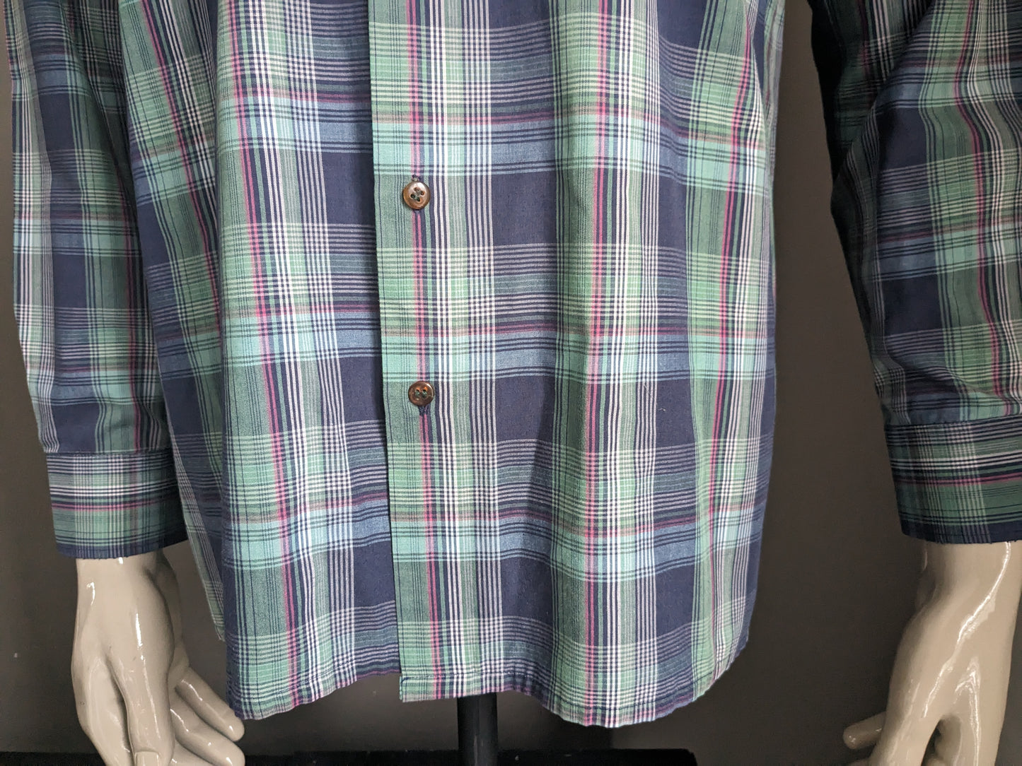 Vintage shirt. Green blue pink checkered. Size XL.