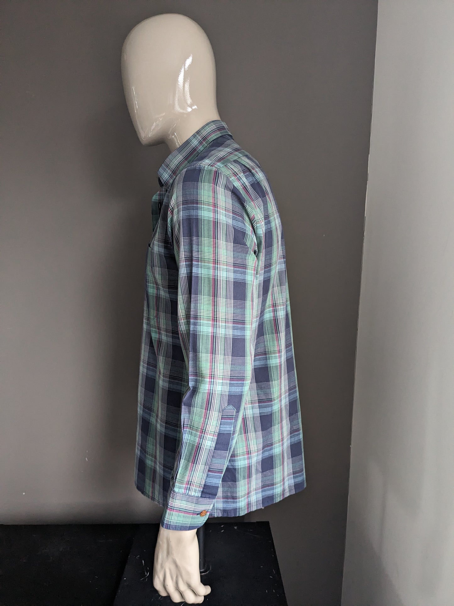 Vintage shirt. Green blue pink checkered. Size XL.