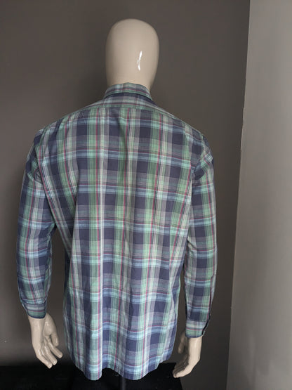 Camicia vintage. A scacchi rosa blu verde. Taglia XL.