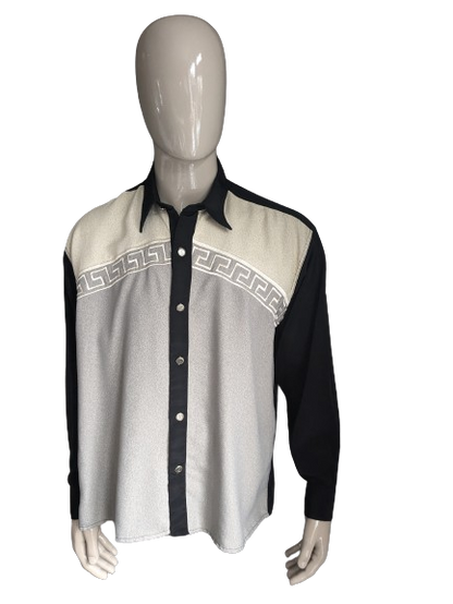 Chemise L&G vintage. Couleur noir gris beige. Taille xl.