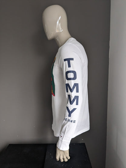 Jeans Tommy Longsleeve. Blanco con impresión. Talla M.