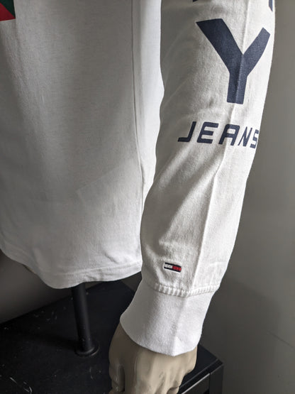 Jeans Tommy Longsleeve. Blanco con impresión. Talla M.