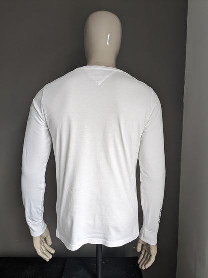 Jeans Tommy Longsleeve. Blanco con impresión. Talla M.