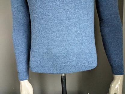 Don Hering Merino wool polo sweater. Blue mixed. Size S.