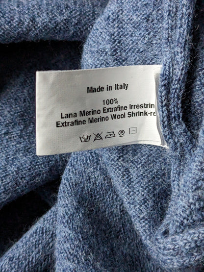 Don Hering Merino wool polo sweater. Blue mixed. Size S.