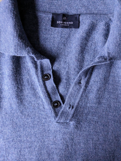 Don Hering Merino wool polo sweater. Blue mixed. Size S.