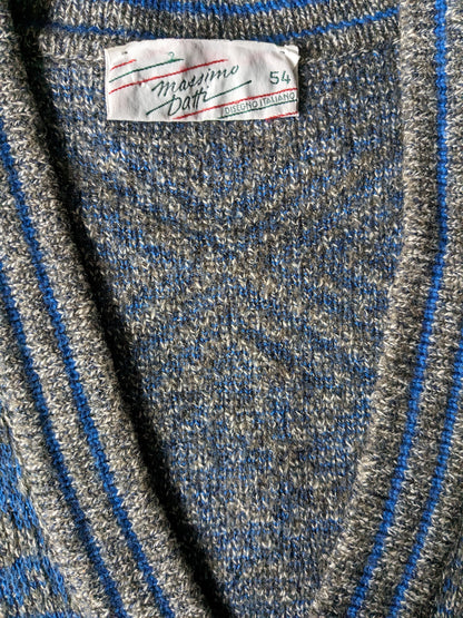 Vintage Massimo dati sweater with v-neck. Gray blue colored. Size L. (35% Wool)