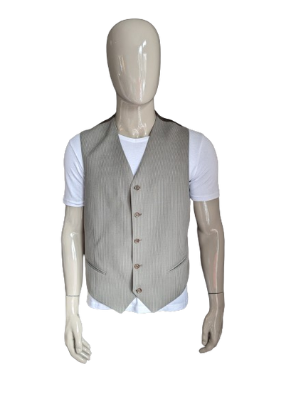 Waistcoat. Gray brown striped. Size L.