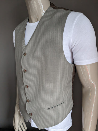 Waistcoat. Gray brown striped. Size L.