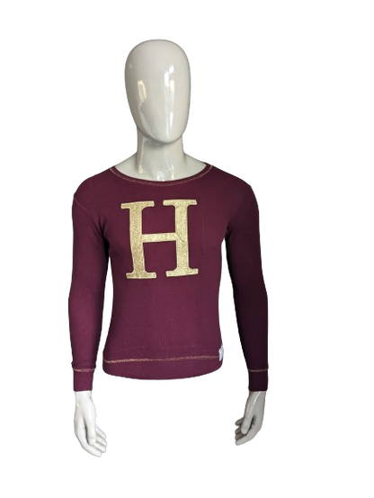 Harry Potter Longsleeve. Bordeaux golden. Hogwarts School. Size S.