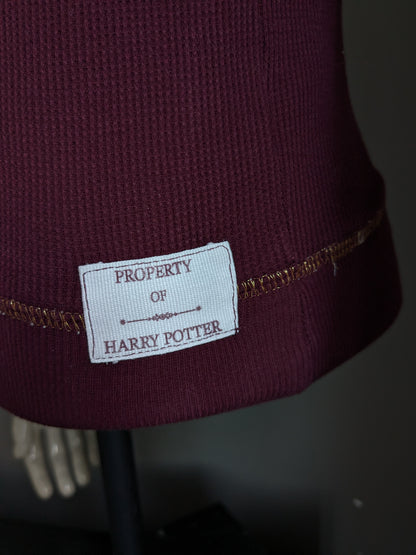 Harry Potter Longsleeve. Bordeaux golden. Hogwarts School. Size S.