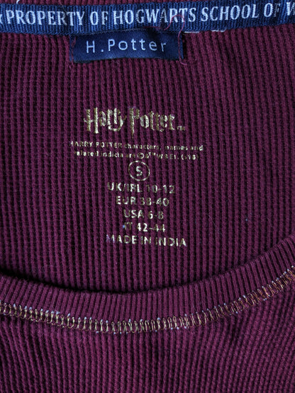 Harry Potter Longsleeve. Bordeaux golden. Hogwarts School. Size S.