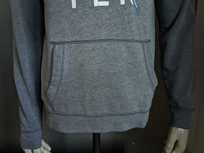 Hollister Hoodie. Donker Grijs gemêleerd met opdruk. Maat M.