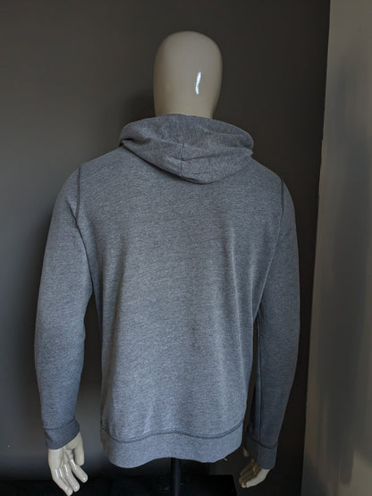 Hollister Hoodie. Donker Grijs gemêleerd met opdruk. Maat M.