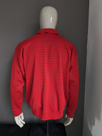 USA Marine Vintage Polo Sweater. Red blue green striped. Size XL.