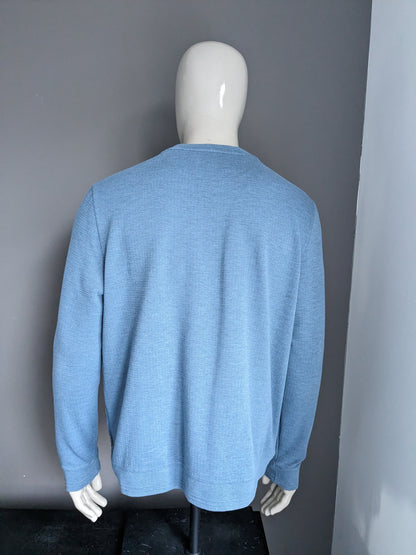 Ted Baker casual sweater. Blue herringbone motif. Size XL.